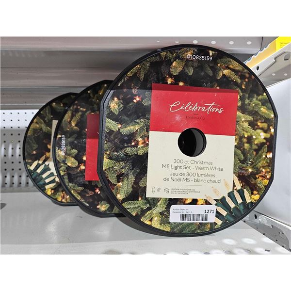 Celebrations Christmas M5 LED Light Set- warm white, Indoor/outdoor (3 x 300ct) Pure white