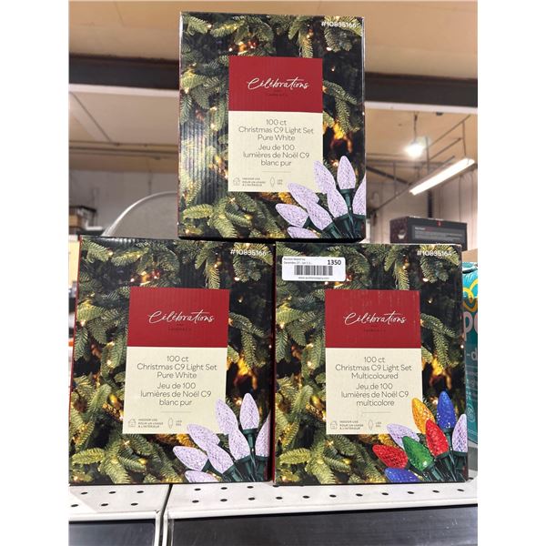 Celebrations Christmas C9 LED Light Set-Pure White & Multicolour (3 x 300ct)