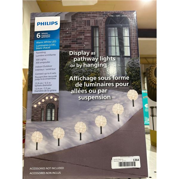 Philips 6 Spheres Warm White LED Twinkling Lights (300 lights) Indoor/outdoor, connects up to 6 sets