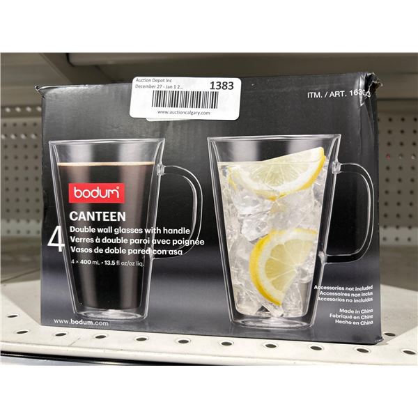 Bodum Canteen 4pc Double Wall Glasses with Handle