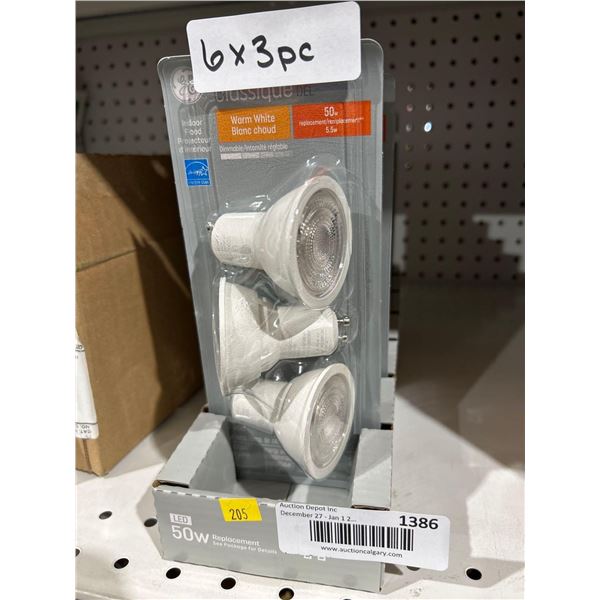 GE Classic LED Indoor Flood Light-Warm White, dimmable 50w (6 x 3)