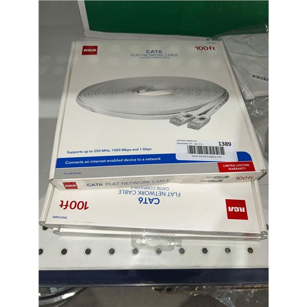 RCA Cat6 Flat Network Cable Cat5e Compatible, supports up to 250 MHz, 1000Mbps and 1 Gbps