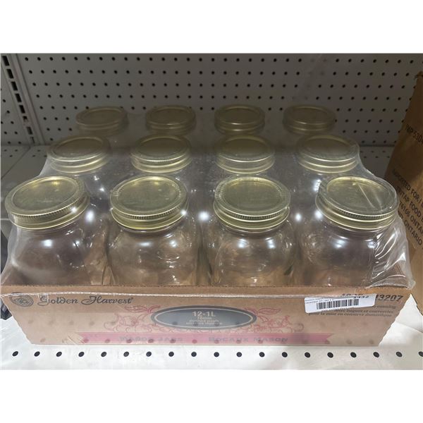 Golden Harvest 1L Glass Jars with Standard Mouth (12 x 1L)