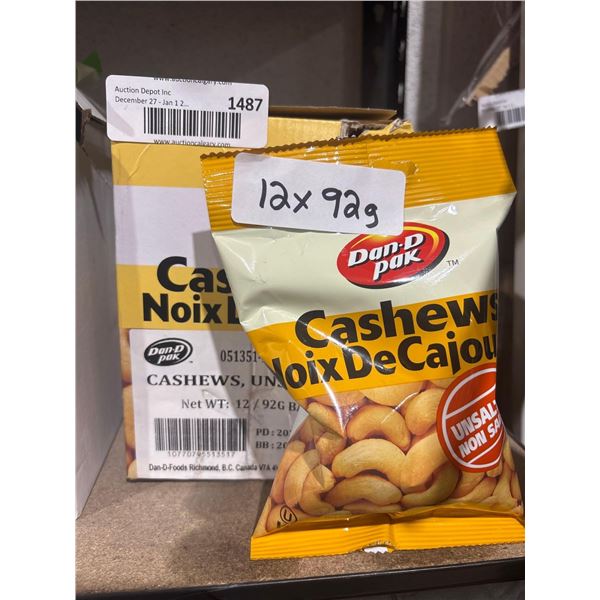 Dan D Pak Cashews, unsalted (12 x 92g)
