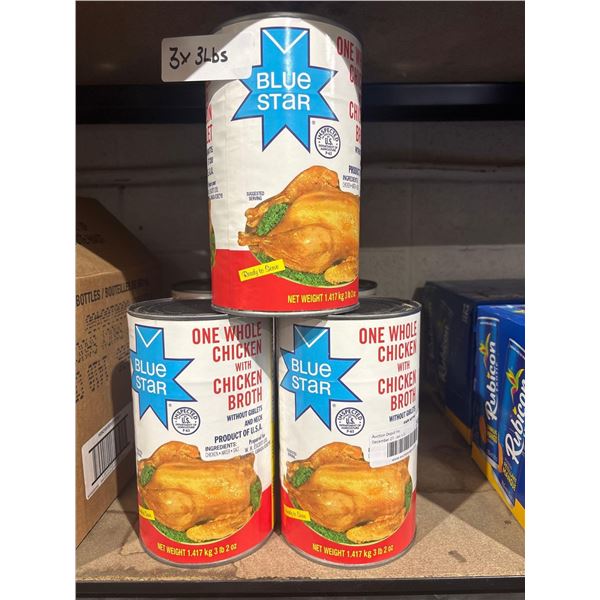 Blue Star One Whole Chicken with Chicken Broth (3 x 3lbs)