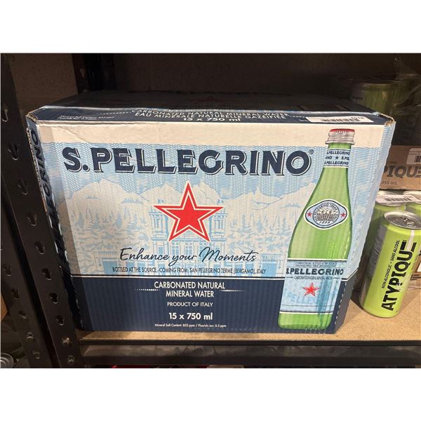 S. Pellegrino Carbonated Natural Mineral Water (15 x 750ml)