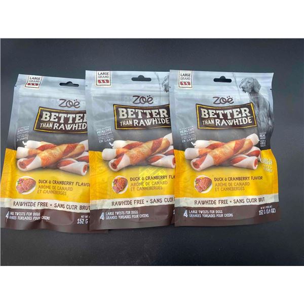 Zoe Better Than Rawhide Duck & Cranberry Flavor Dog Treats 152g - Lot of 3