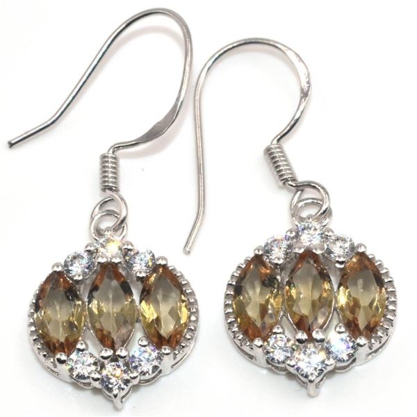 Silver Syn. Zultanite Cz(2.9ct) Rhodium Plated Earrings (~Size 0) (~length 0 inches) (~weight 4.4g)