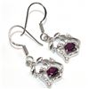 Image 3 : Silver Garnet Cz(1.9ct) Rhodium Plated Earrings (~Size 0) (~length 0 inches) (~weight 3.8g)