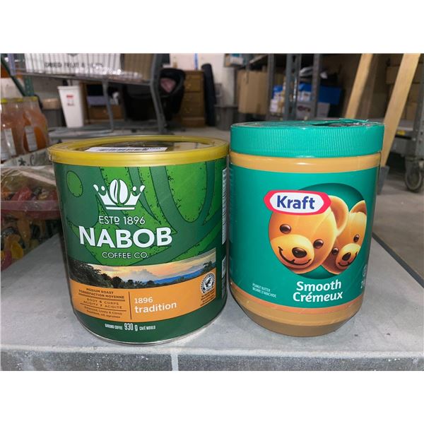 Mixed Lot of Nabob Coffee Co. Medium Roast Coffee Grounds 930g and Kraft Smooth Peanut Butter 2kg