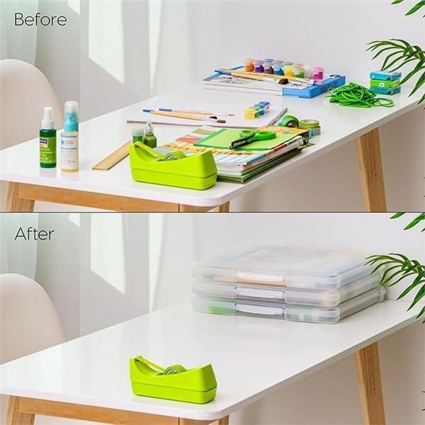 IRIS 6 Pack Clear Scrapbook Paper Storage Boxes, Portable Craft and Art Project Case for File Paper,