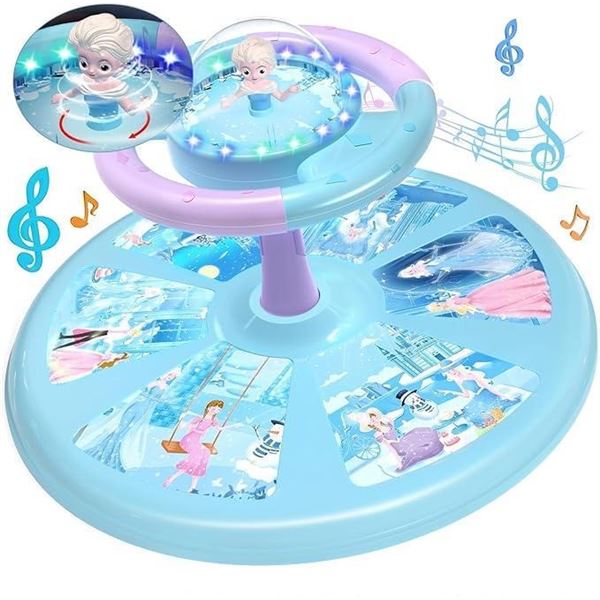 PERRYHOME Frozen Princess Twist Sit and Spin Toys for Toddlers 1-3, 360° Spin Twister Twist with 4 G