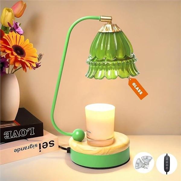 Flower Candle Warmer Lamp with Timer, Flower Candle Lamp Dimmable Eletric Melting Wax Glass Lamps fo