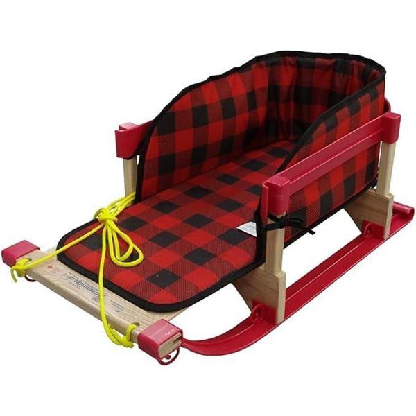 Superio Children Wooden Sled, Snow Sled for Toddlers, Kids Sleigh with Pull Ropes and Cushion, Baby 