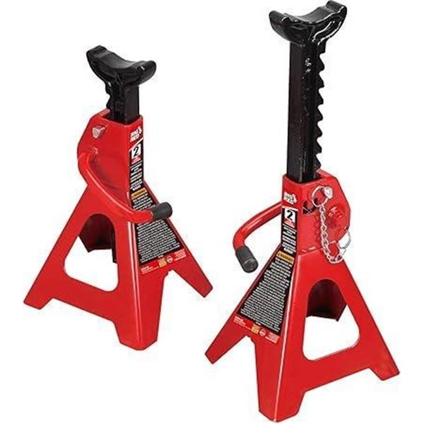 BIG RED T42002A Torin Steel Jack Stands: Double Locking, 2 Ton (4,000 lb) Capacity, Red, 1 Pair