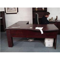 Mahogany L-Shaped Semi Bowfront Executive Desk