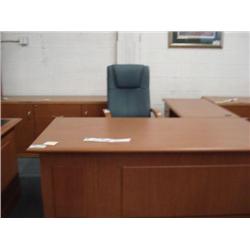 Oak Traditional L-Shaped Double Ped Executive Desk