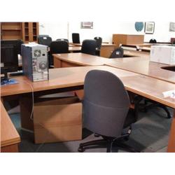 Oak L-Shaped Bowfront Executive Desk