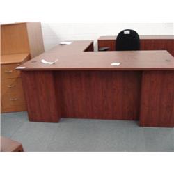 Dark Cherry L-Shaped Executive Desk