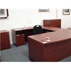 Dark Cherry U-Shapedbowfront Executive Desk