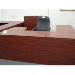 Dark Cherry U-Shaped Executive Desk