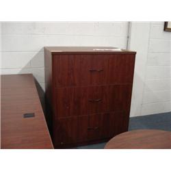 Dark Cherry 3 Drawer Filing Cabinet