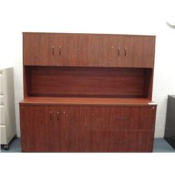 Dark Cherry Modify Credenza W/hutch