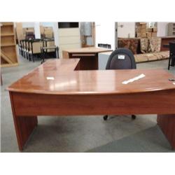 Cherry L-Shaped Bowfront Executive Desk