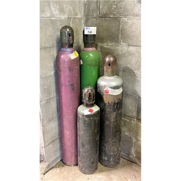 4 ASSORTED SIZE ACETYLENE TANKS