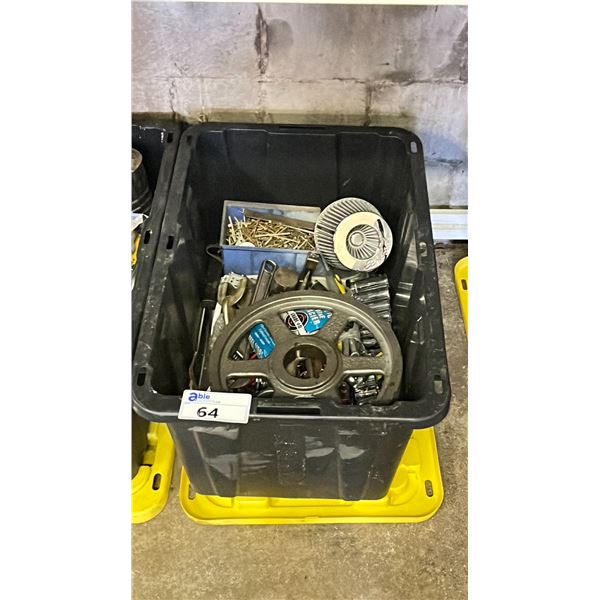 BIN OF ASSORTED TOOLS & PARTS