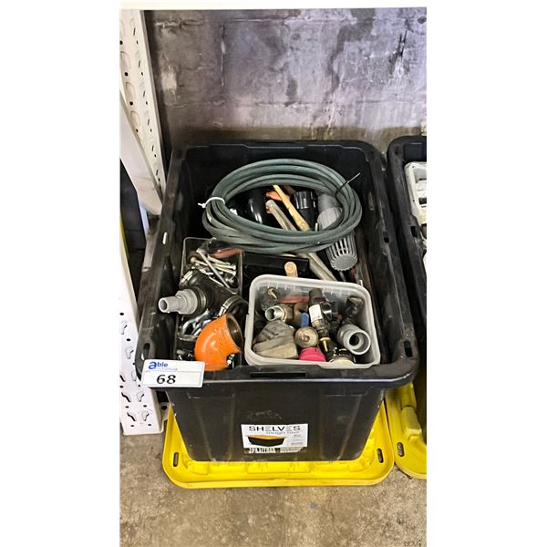 BIN OF ASSORTED TOOLS & PARTS