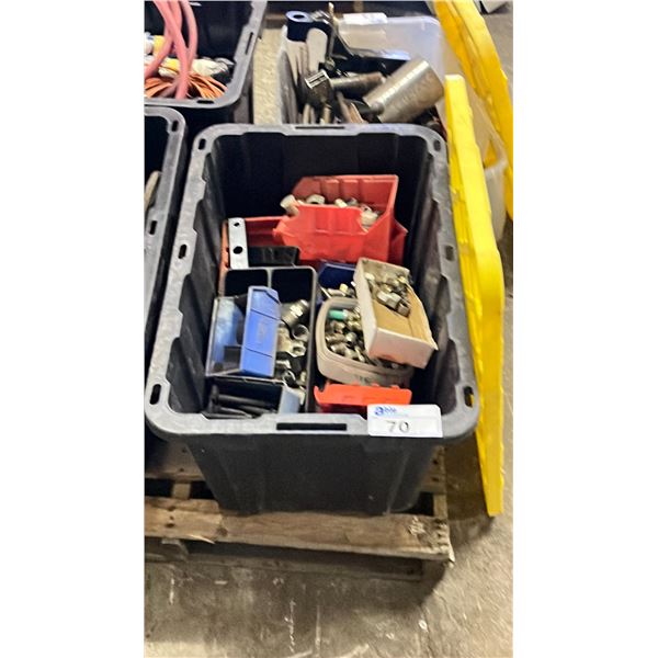 BIN OF ASSORTED TOOLS & PARTS