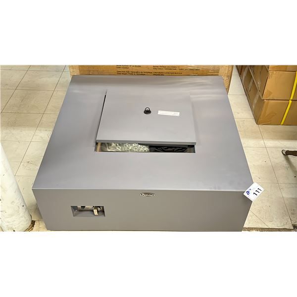 PARAMOUNT SQUARE ALUMINUM CONCRETE LOOK FIREPIT TABLE WITH CONVERTIBLE BURNER