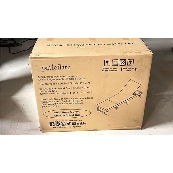 PATIOFLARE ACACIA WOOD FOLDABLE LOUNGER (IN BOX)