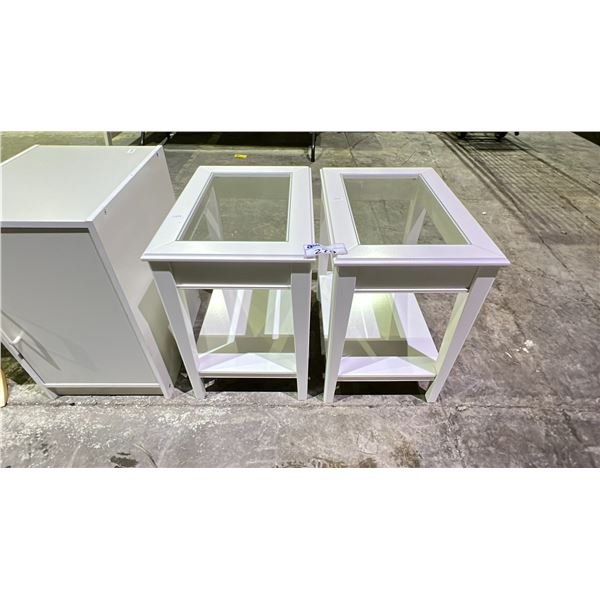 IKEA 2 GLASS-TOP SIDE TABLES
