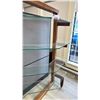 Image 2 : MODERN SHELVING UNIT, TEAK FRAME WITH GLASS SHELVES
