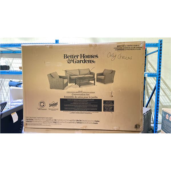 BETTER HOMES & GARDENS 2 SINGLE CLUB CHAIRS FOR CONVERSATION SET (MAY BE MISSING PARTS & PIECES)