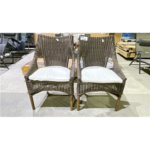 2 WHICKER PATIO CHAIRS