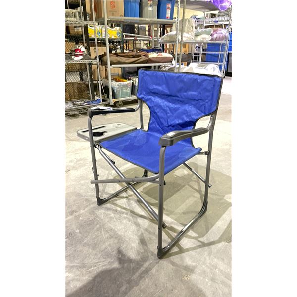 OZARK TRAIL FOLDING CAMPING CHAIR WITH SIDE TABLE (MAY BE MISSING PARTS & PIECES)