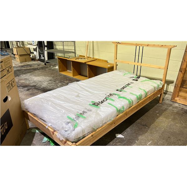 IKEA WOODEN SINGLE BED FRAME WITH MATTRESS