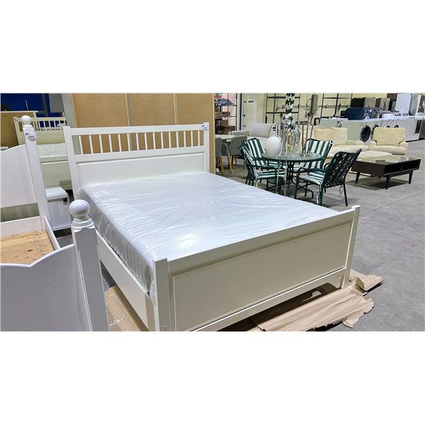 IKEA WHITE BED FRAME ON WOODEN SLATS & MATTRESS
