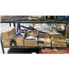 Image 1 : SHELF OF ASSORTED ITEMS INCLUDING: PORTABLE NET, SMALL SHELF & MORE (UNKNOWN WORKING CONDITION, MAY