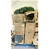 Image 1 : PALLET OF ASSORTED CHRISTMAS DECOR INCLUDING; NOMA LIGHTED TREE, GARLANDS & MORE