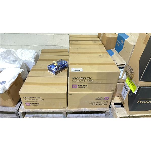 PALLET OF 12 CASES OF MICROFLEX DIAMOND GRIP SIZE XL DISPOSABLE GLOVES