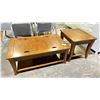 Image 1 : WOOD COFFEE TABLE WITH STORAGE COMPARTMENTS 48" X 30" X 19" & SIDE TABLE 24" X 28" X 24"