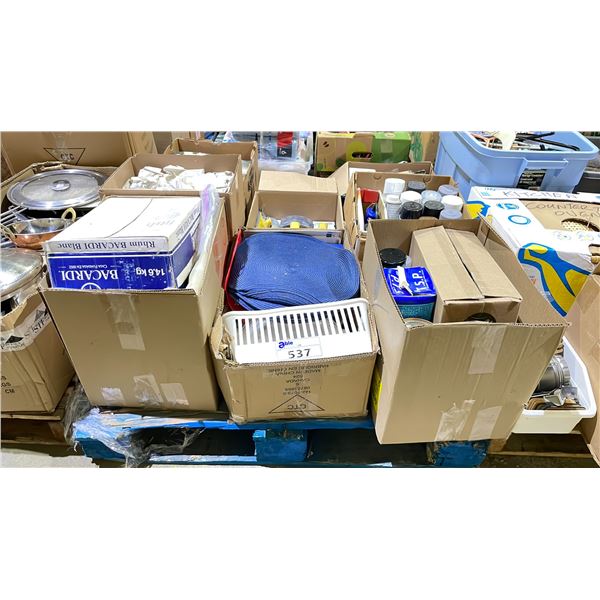 PALLET OF ASSORTED ITEMS INCLUDING; SPRAY PAINT, BOOKS & MORE