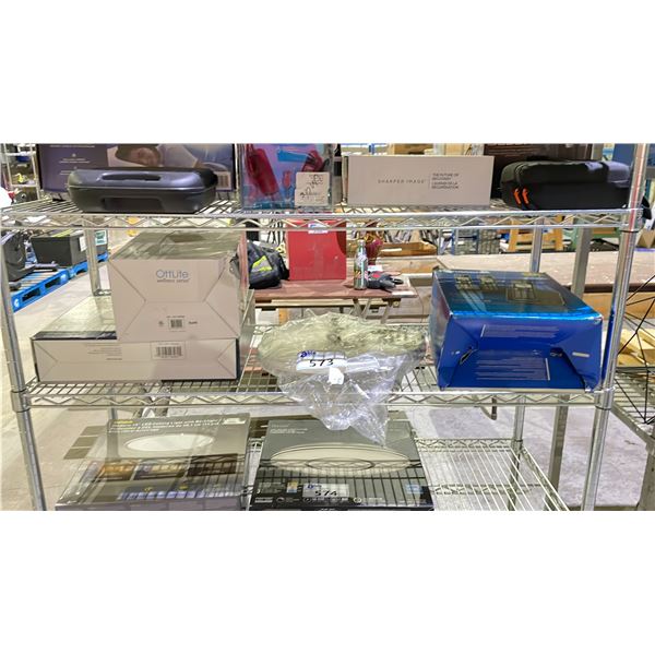 SHELF OF ASSORTED ITEMS INCLUDING; WEISER HALO SMART LOCK, CORDLESS PHONE SET & MORE (UNKNOWN