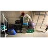 Image 1 : LARGE LOT OF ASSORTED TOTES, EXERCISE BALL AND MORE