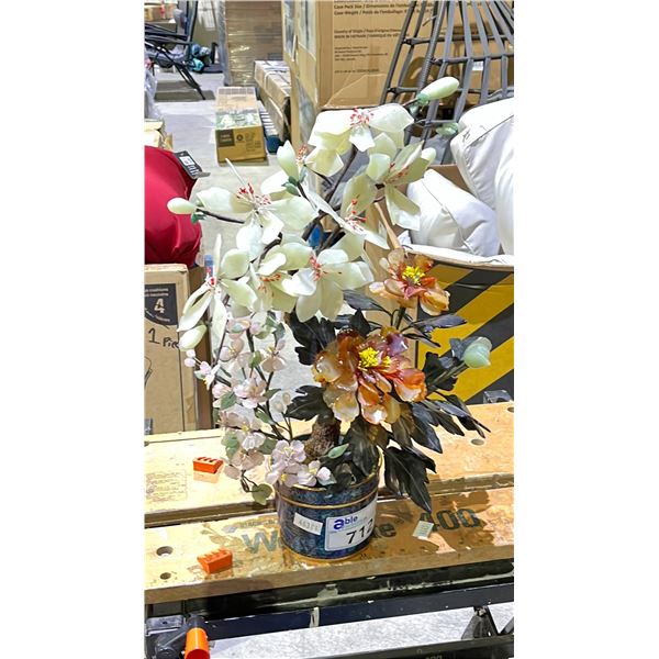 GLASS FLOWERS IN PLANTER POT
