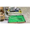 Image 1 : LOT OF ASSORTED ITEMS INCLUDING; MINIATURE POOL TABLE WITH BALLS & CUES, SKATEBOARD & MORE